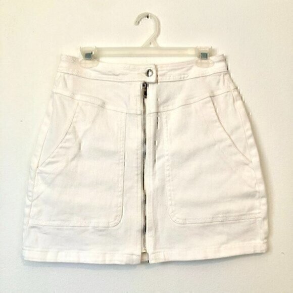 NEW NWT A LOVES A DILLARDS Cargo Skirt White Mini Zip Cotton Blend 27 W27 FLAWED - Picture 1 of 8